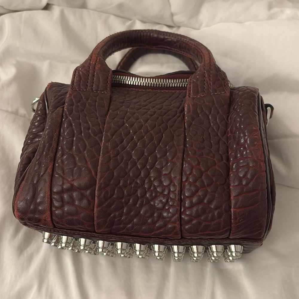 Alexander Wang Dark Brown Textured Satchel with Silver Studs